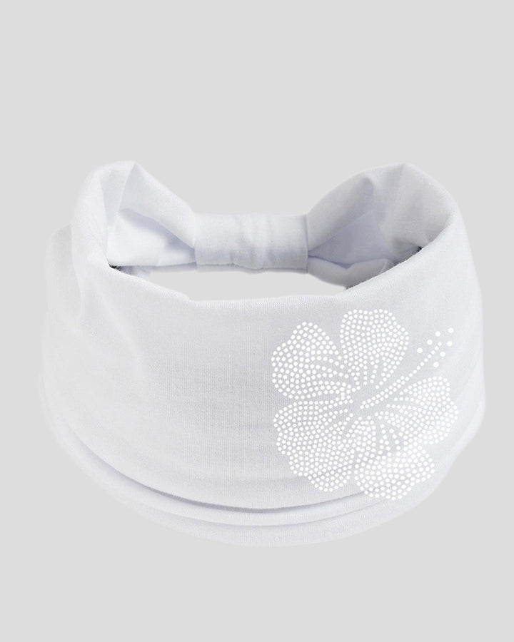 Wide Stretch Headband With Rhinestone Floral Decor