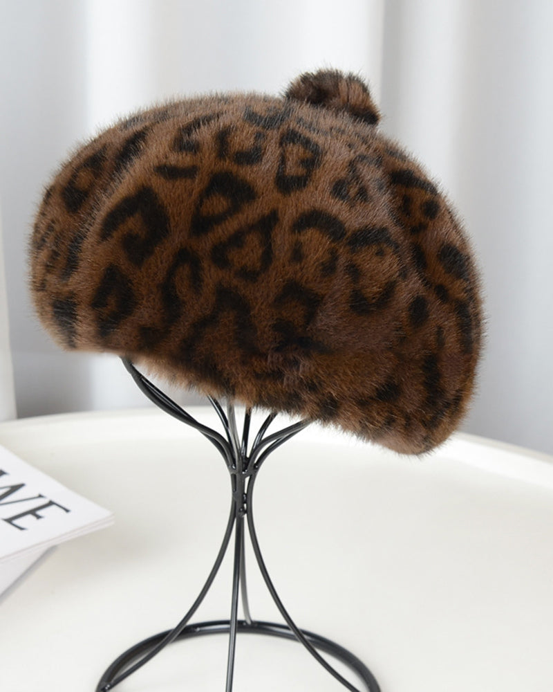 Pumpkin Beret Casual Faux Fur Straw Hat