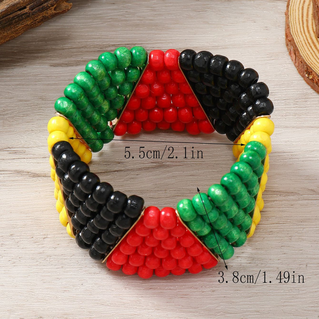 Reggae Retro Handmade Beaded Colorful Elastic Bracelet Ladies Casual Versatile Accessory Ramadan Bracelet Wristband Bangle