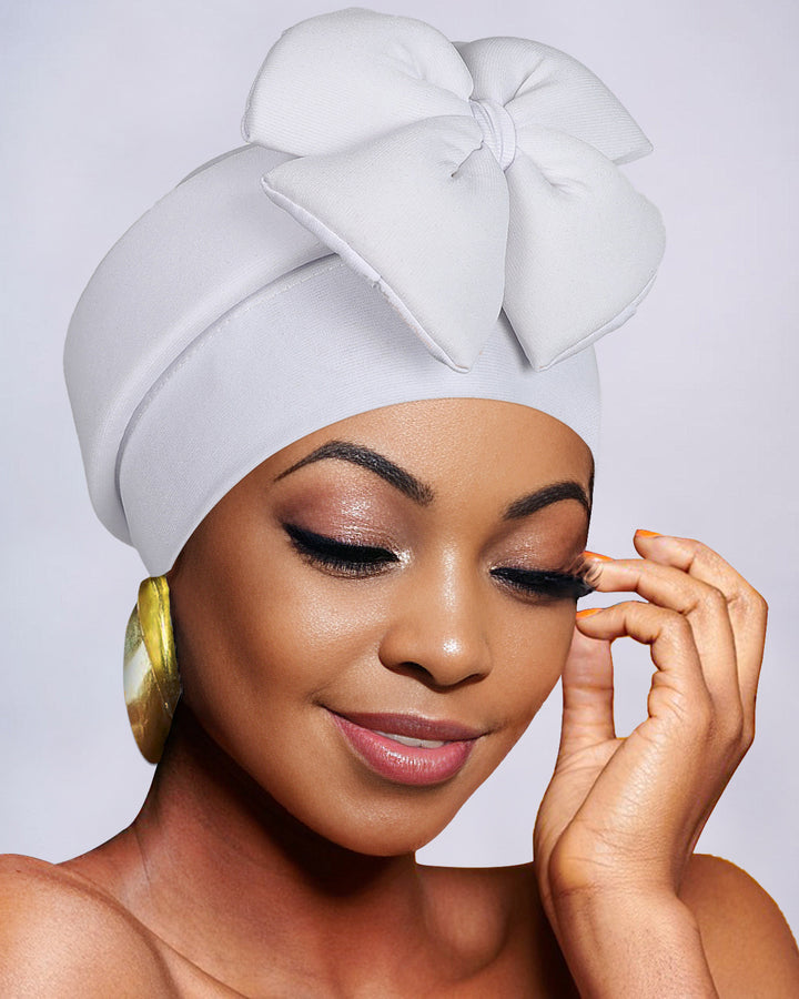 Solid Color Large Bow Turban Hat
