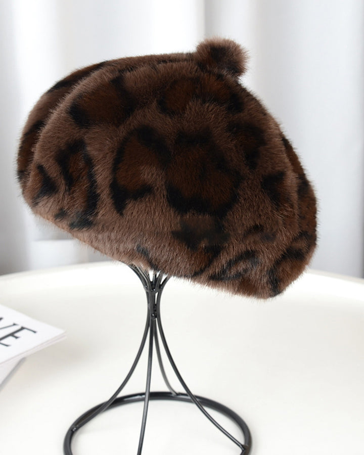Pumpkin Beret Casual Faux Fur Straw Hat