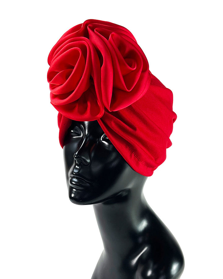 Solid Color Flower-Accented Stretchy Headwrap Hat