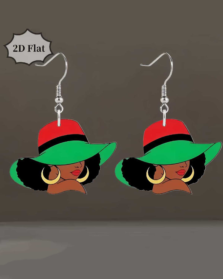 Wooden Afrocentric Women's Art Earrings