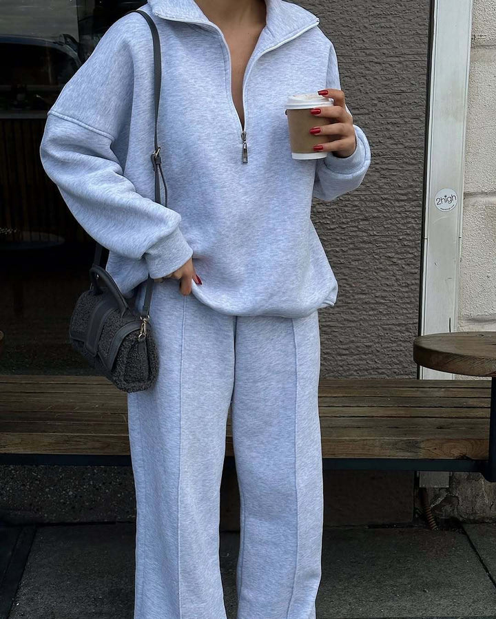 Half-placket Pullover Sweat Pants Two-piece Loose Casual Autumn And Winter Suit