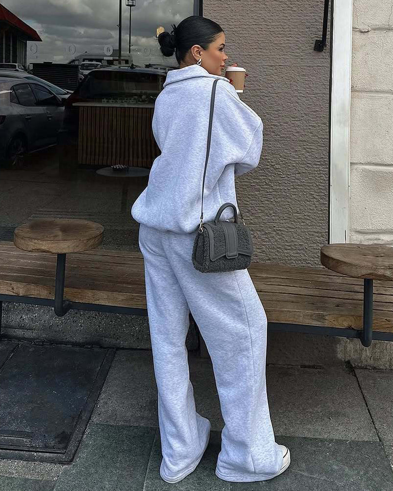 Half-placket Pullover Sweat Pants Two-piece Loose Casual Autumn And Winter Suit