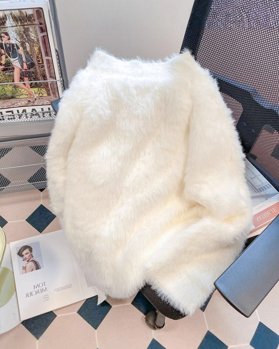 Mink Velvet V-Neck Sweater Women's Thickened Knitted Top Sweater