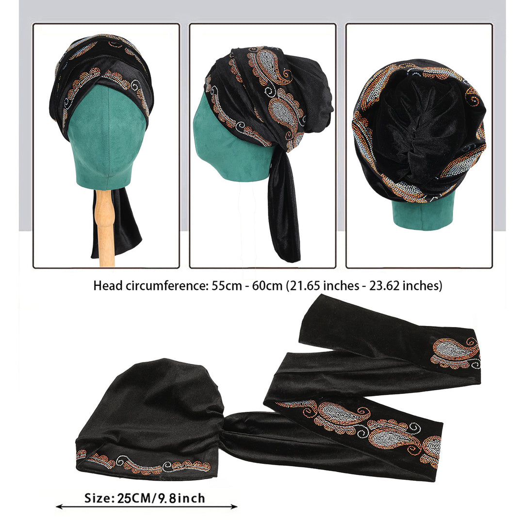 Rhinestone Velvet Cross Front Turban Hat