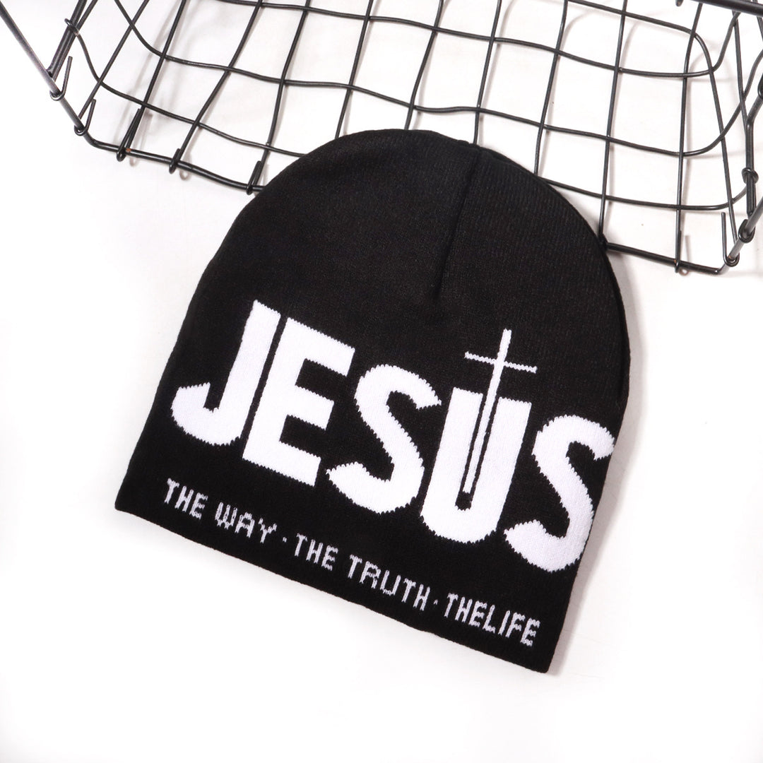 Jesus Letter Y2k Style Knit Beanie Hat For Winter
