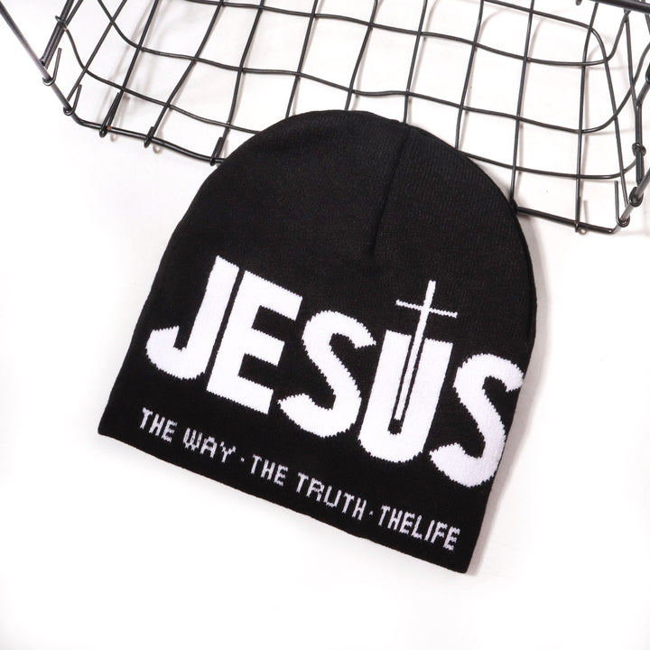 Jesus Letter Y2k Style Knit Beanie Hat For Winter