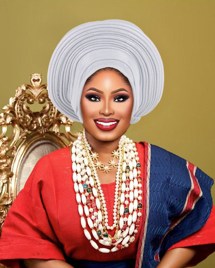 African Traditional Auto Gele Headtie, Pre‑Tied Headwrap Turban Cap