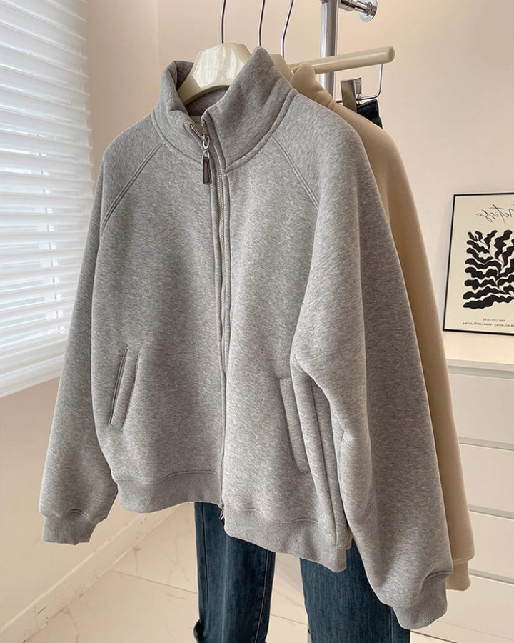 Thickened Lambskin Coat Casual Collar Zipper Cardigan