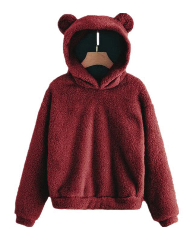 New Fluffy Rabbit Ears Hooded Warm Sweater Sweater
