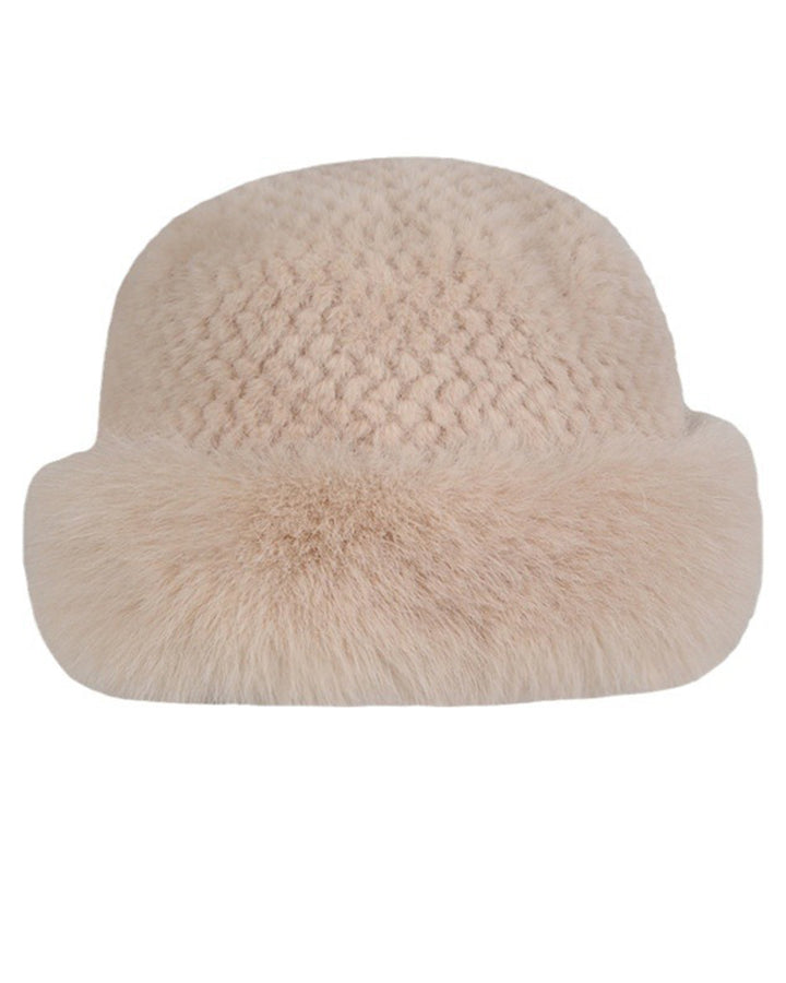 Fox Fur Knitted Texture Thermal Bucket Hat