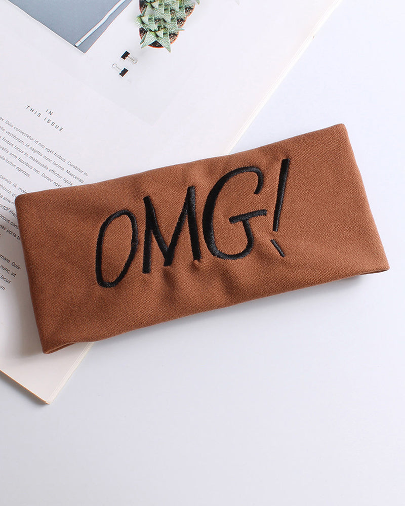 100% Embroidered Letter Wide Stretch Headband