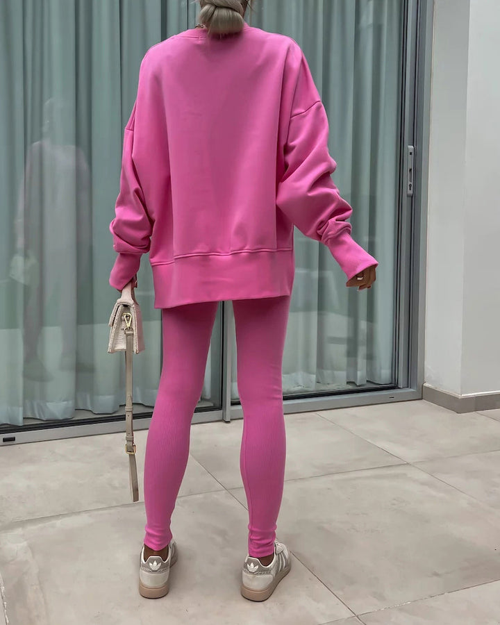 Casual Tight Pants Loose Sweat Set