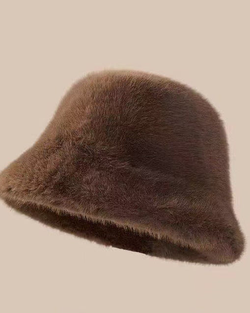 Imitation Mink Hair Fashion Warm Thickened All-match Large Brim Fleece Hat