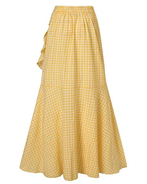 High Waist Ruffled Irregular Hem Skirt