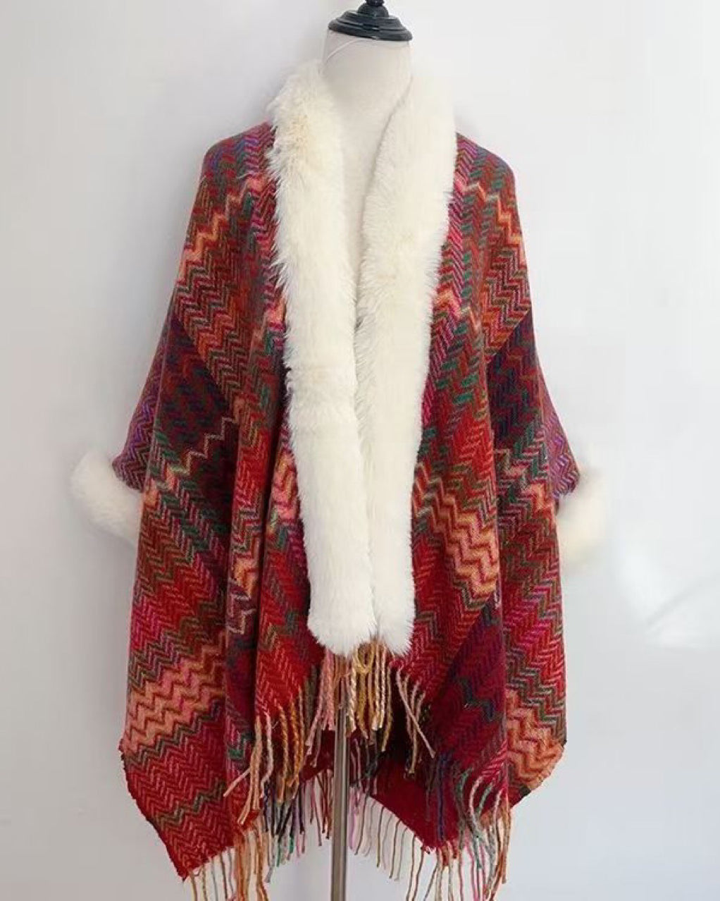 Autumn And Winter Long Vintage Cape Tassel Cape