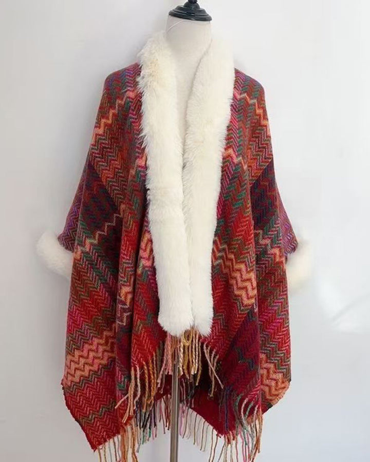 Autumn And Winter Long Vintage Cape Tassel Cape