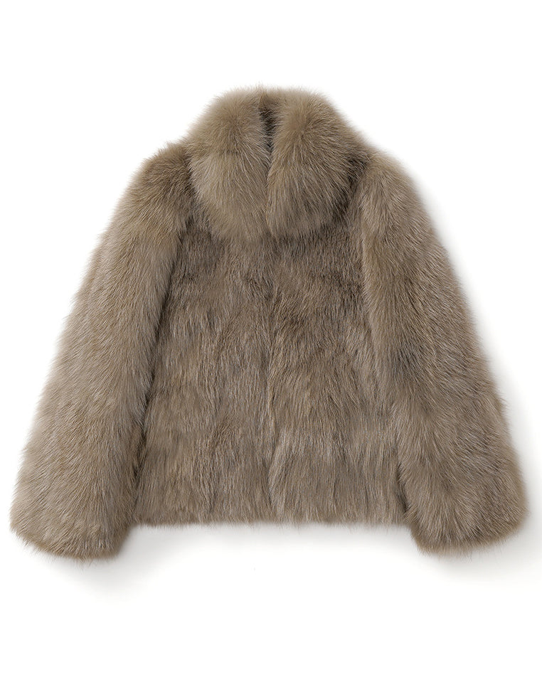 Faux Fox Fur Fashion Fur Coat Short Vertical Collar Thickened Jacket