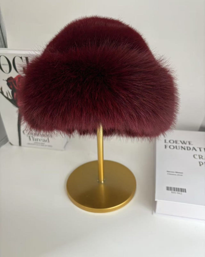 Oversized Fluffy Faux Fur Pompom Hat Warm And Luxurious For Winter
