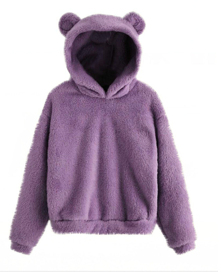 New Fluffy Rabbit Ears Hooded Warm Sweater Sweater