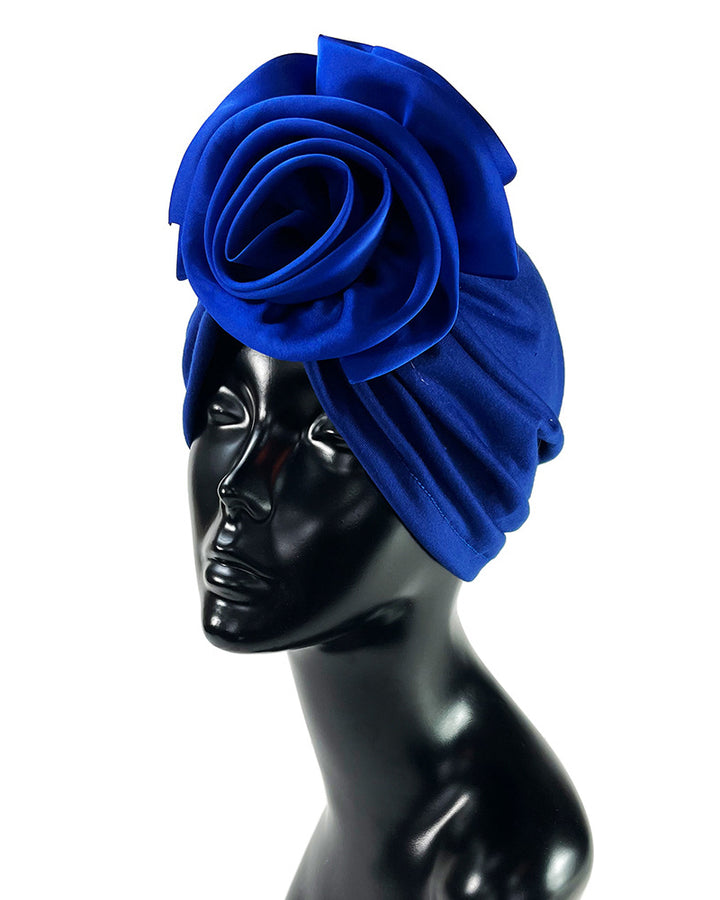 Solid Color Flower-Accented Stretchy Headwrap Hat