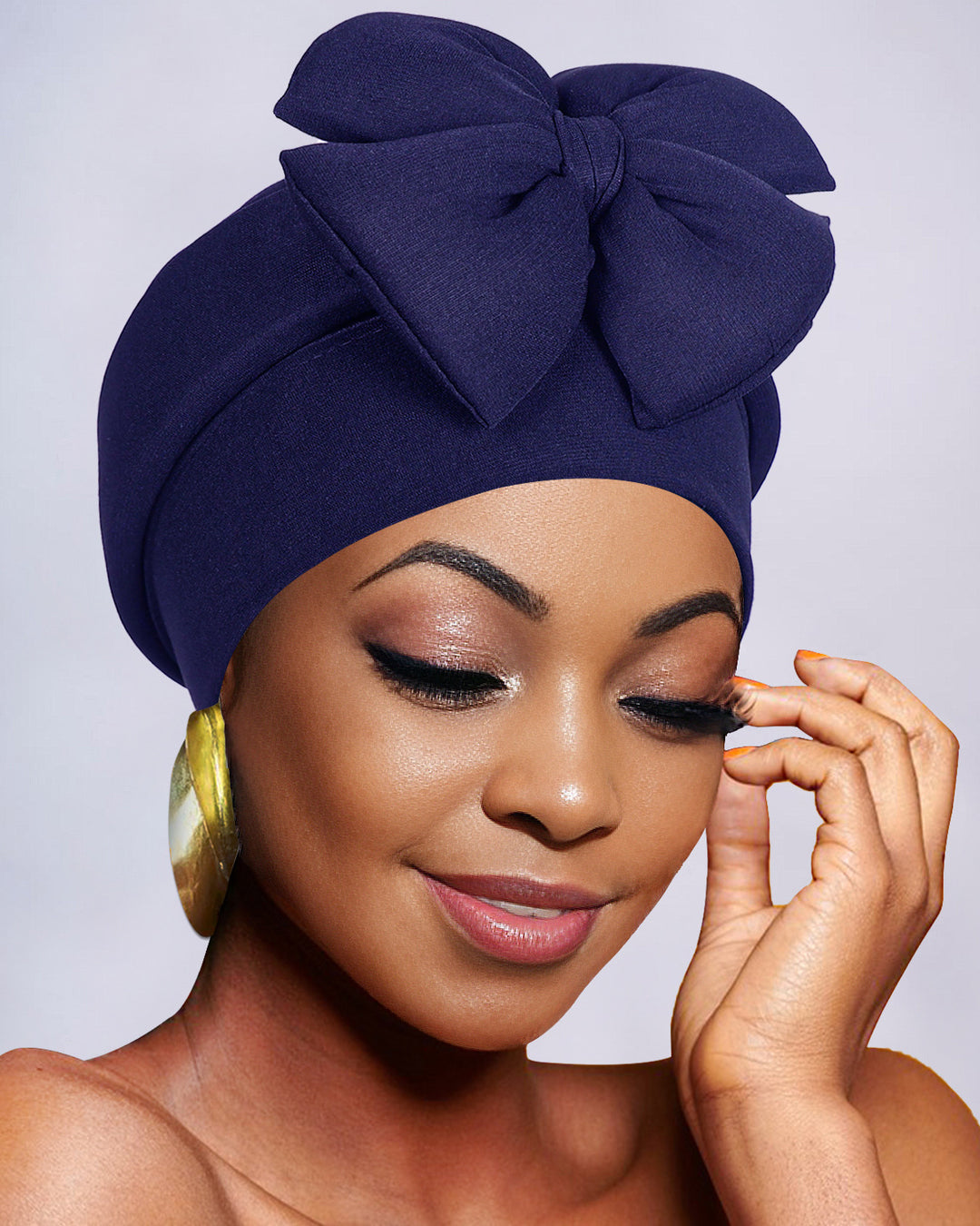 Solid Color Large Bow Turban Hat