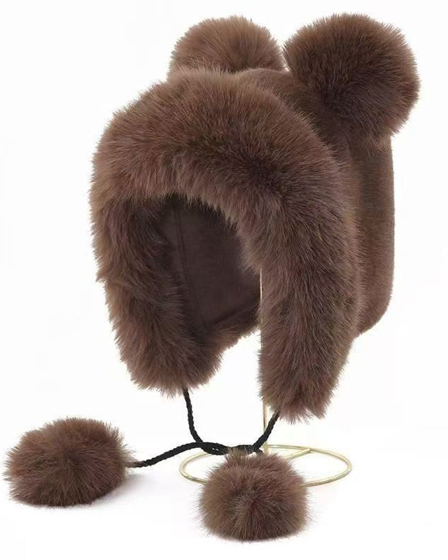 Bear Ears Plush Hat Warm Ear Protection Cap
