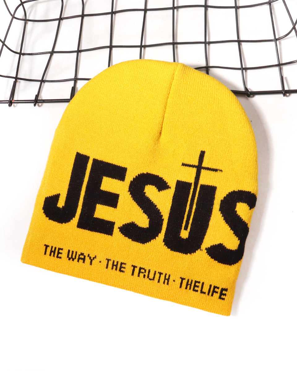 Jesus Letter Y2k Style Knit Beanie Hat For Winter