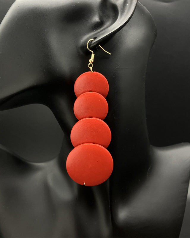 Solid Color Round Beaded Earrings
