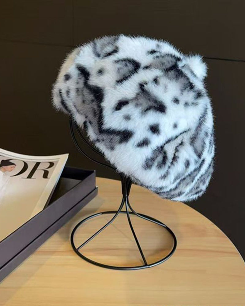 Pumpkin Beret Casual Faux Fur Straw Hat
