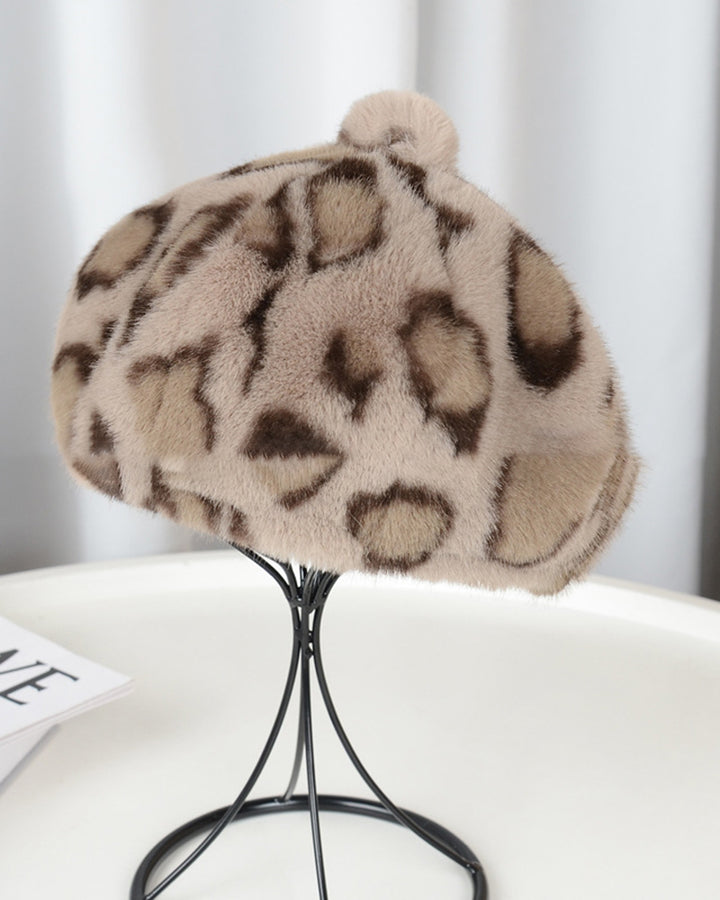 Pumpkin Beret Casual Faux Fur Straw Hat