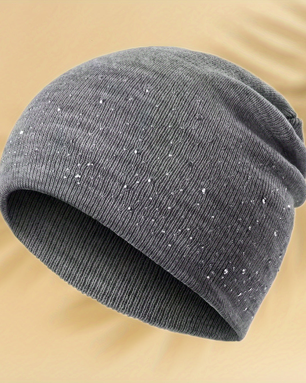 Double-Sided Rhinestone Embellished, Minimalist & Shiny Beanie Hat