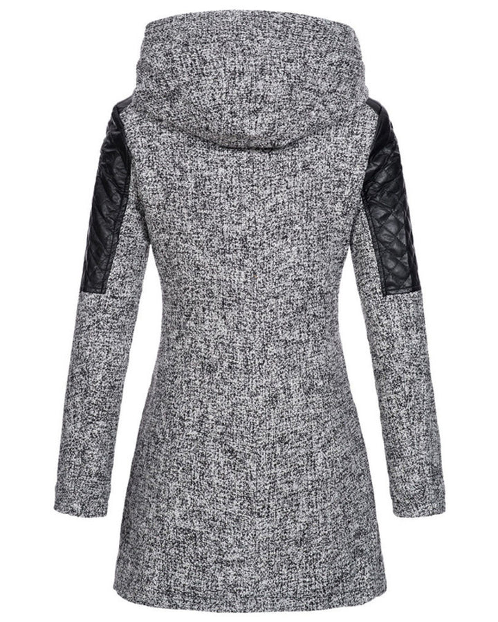 Amazon Women's Autumn And Winter Mid-length Hooded Loose Slant Zipper Wool Coat Coat Composite Plush Cotton-padded Jacket