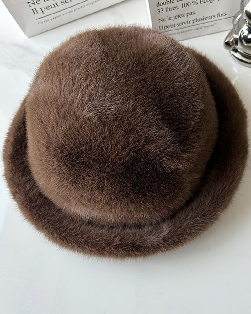 Faux Mink Fur Thickened Cold-proof Bucket Hat