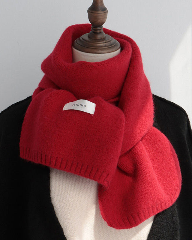 Solid Color Knitted Wool Scarf Women's Autumn And Winter Cashmere Winter Warm Small Scarf