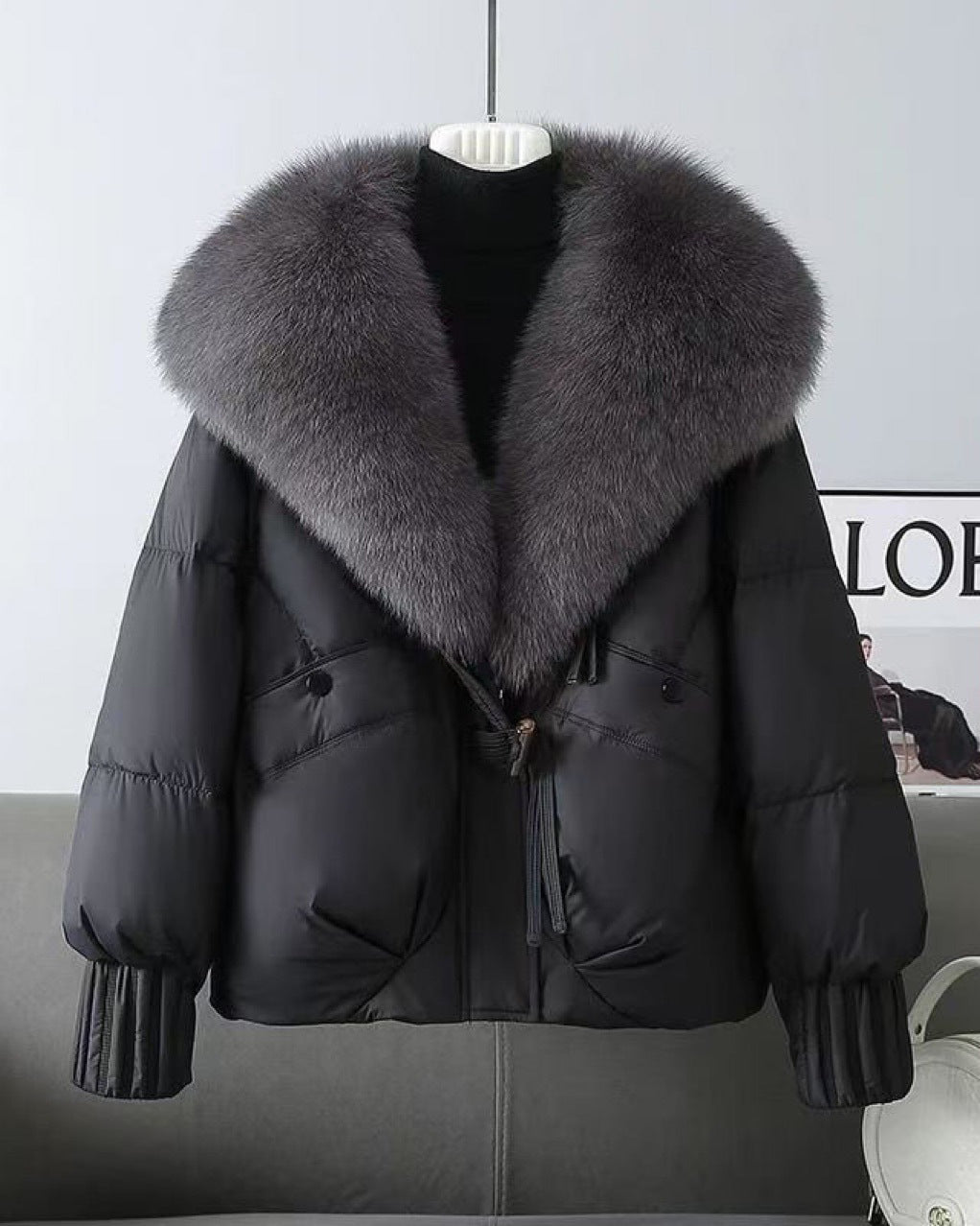 Large Fur Collar Cotton-padded Down Cotton-padded Jacket Short Thickened Fur-proof Jacket