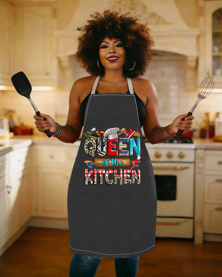 Queen of The Kitchen Adjustable Apron,Sleeveless Kitchen Cover-Up, Chef'S Work Uniform for Cooking