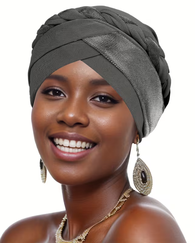 A Women'S Heavy-Duty Turban Hat with a Cross Sequin Design, Perfect for Outings And Comfortable for Braids