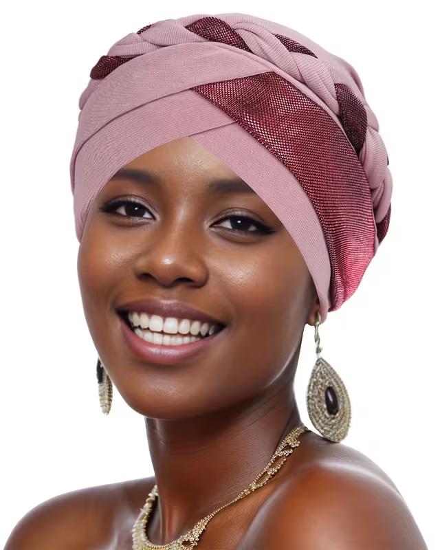 A Women'S Heavy-Duty Turban Hat with a Cross Sequin Design, Perfect for Outings And Comfortable for Braids