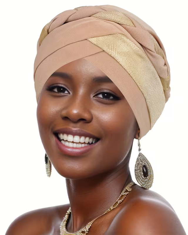 A Women'S Heavy-Duty Turban Hat with a Cross Sequin Design, Perfect for Outings And Comfortable for Braids