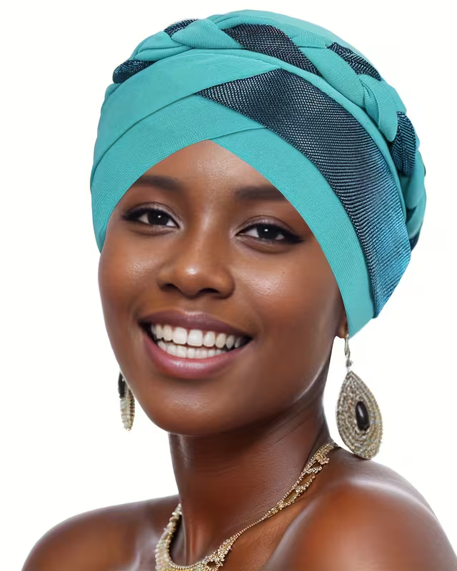 A Women'S Heavy-Duty Turban Hat with a Cross Sequin Design, Perfect for Outings And Comfortable for Braids