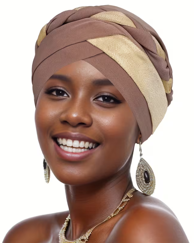 A Women'S Heavy-Duty Turban Hat with a Cross Sequin Design, Perfect for Outings And Comfortable for Braids