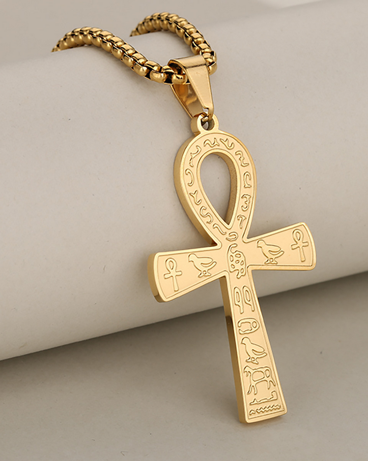 Fashion Hipster Hip Hop Personality Stainless Steel Ancient Egyptian Symbol Anka Cross Pendant