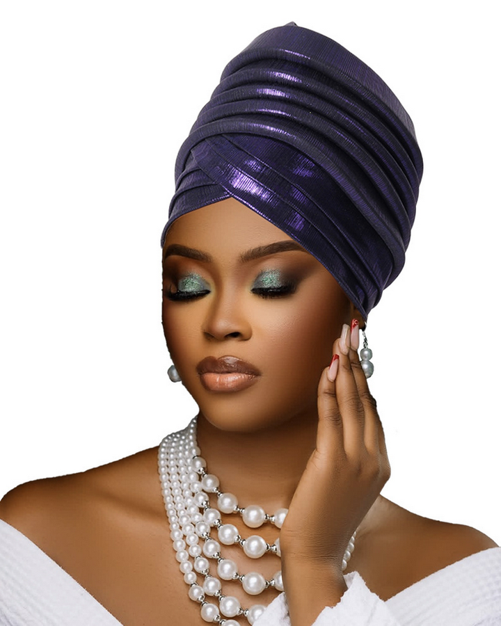 Multi-Layered Solid-Color Glossy Turban Hat