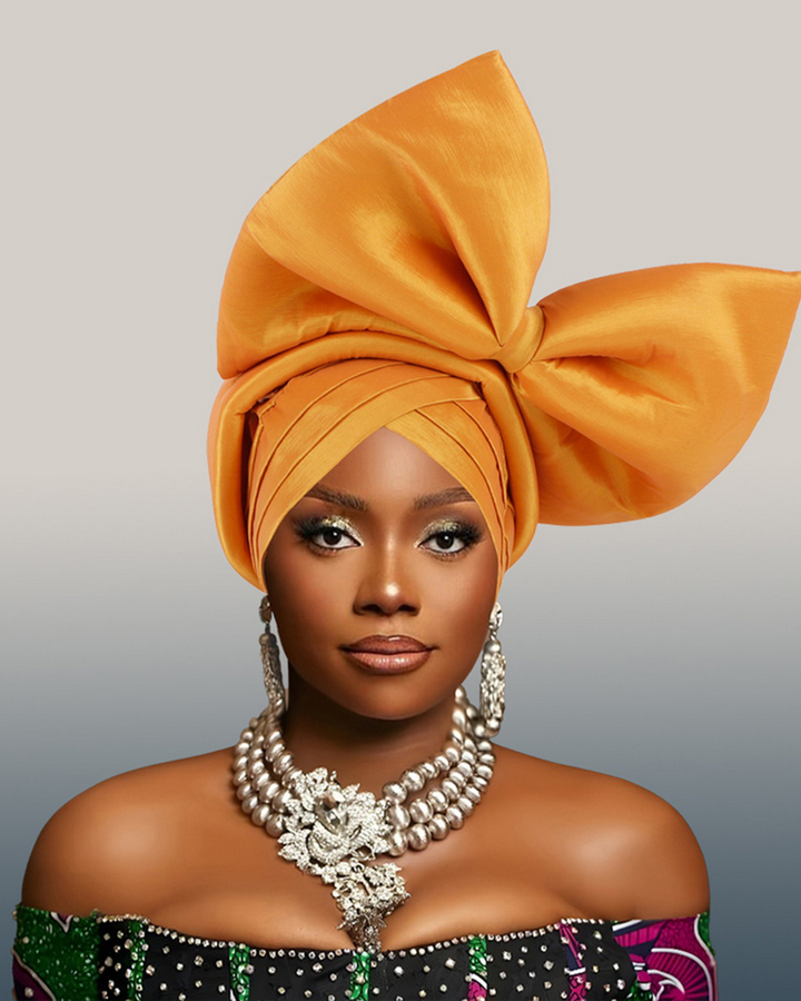 High-Quality Wax Print Fabric Large Bow Turban Hat