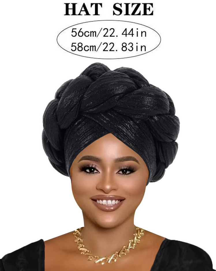 Metallic Gold Foil Cross-Braided Forehead Turban Hat