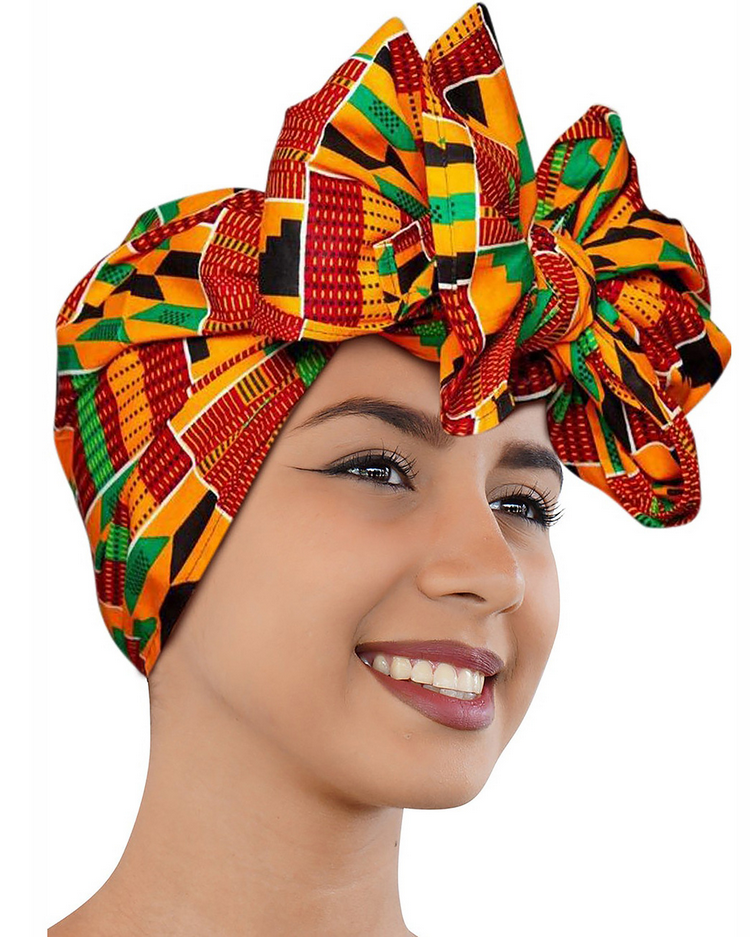 African Wax Print Headwrap Hat - Multi-Way Styling