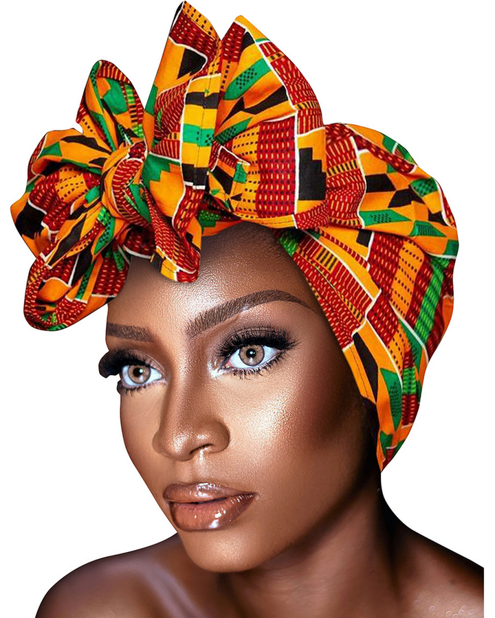 African Wax Print Headwrap Hat - Multi-Way Styling